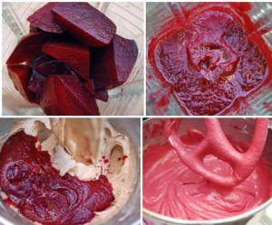 Mixing red velvet cake